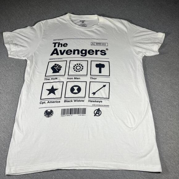 Marvel The Avengers Graphic T-Shirt Large White Cotton - Picture 1 of 4
